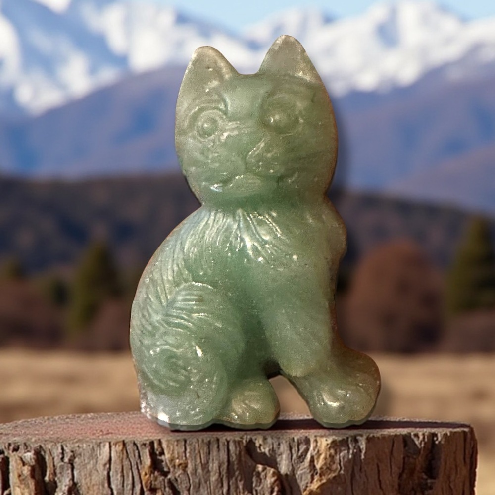 Green Aventurine Crystal Cat
